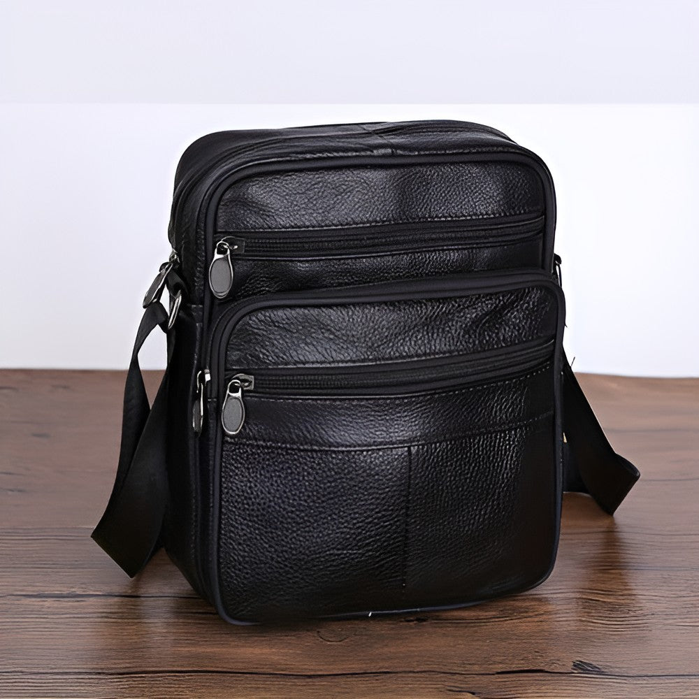 Skulderveske I Skinn For Menn – Romslig Crossbody-veske Med Justerbar Skulderrem | Sansoti