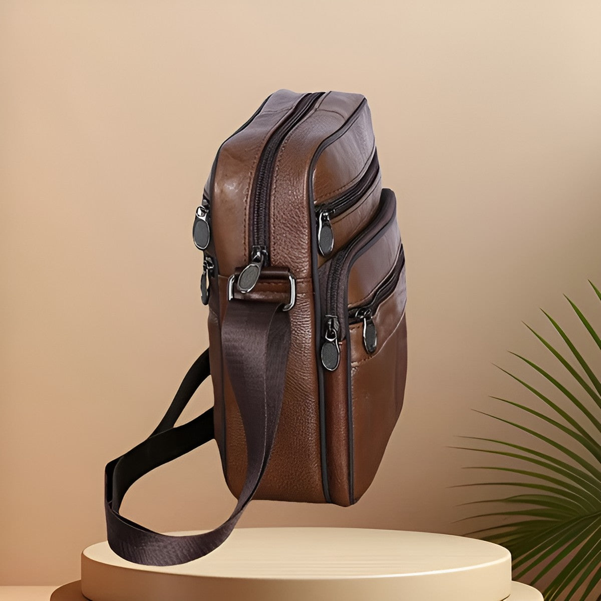 Skulderveske I Skinn For Menn – Romslig Crossbody-veske Med Justerbar Skulderrem | Sansoti