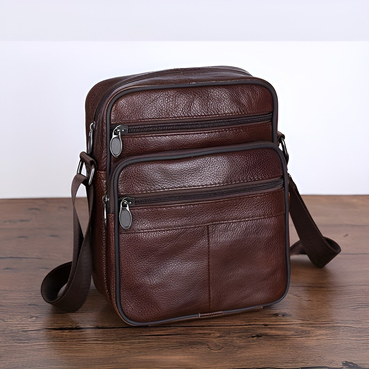 Skulderveske I Skinn For Menn – Romslig Crossbody-veske Med Justerbar Skulderrem | Sansoti