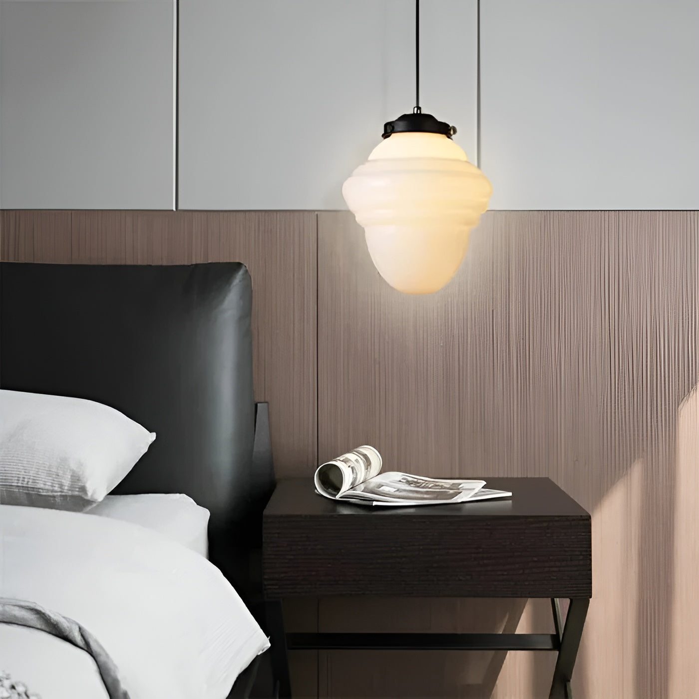 Hengelampe I Frostet Glass - Vintagedesign Med Geometrisk Glass