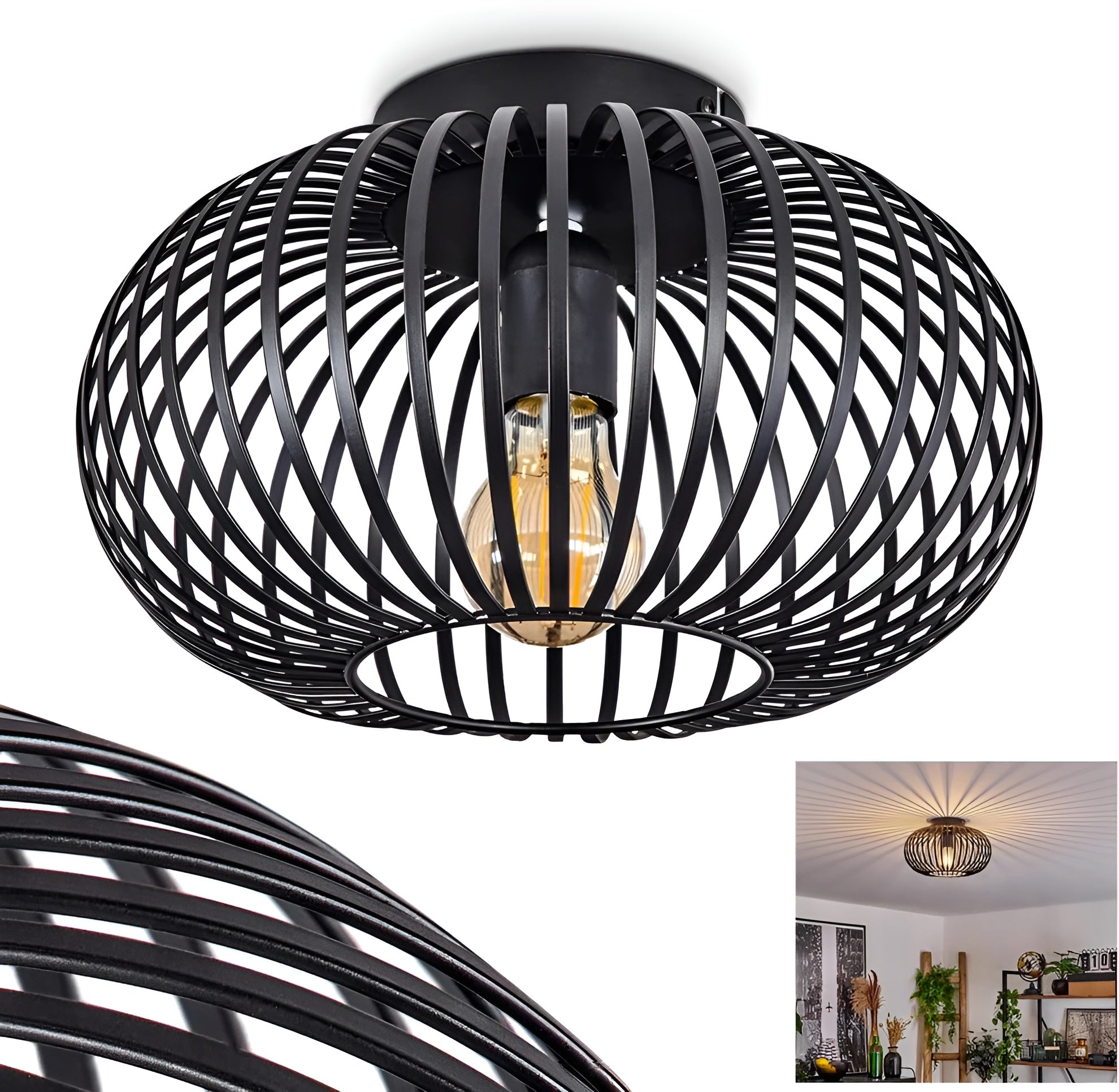 Industriell Taklampe – Dekorativ Lyktestil | Perfekt for Gang, Balkong, Stue og Spisestue