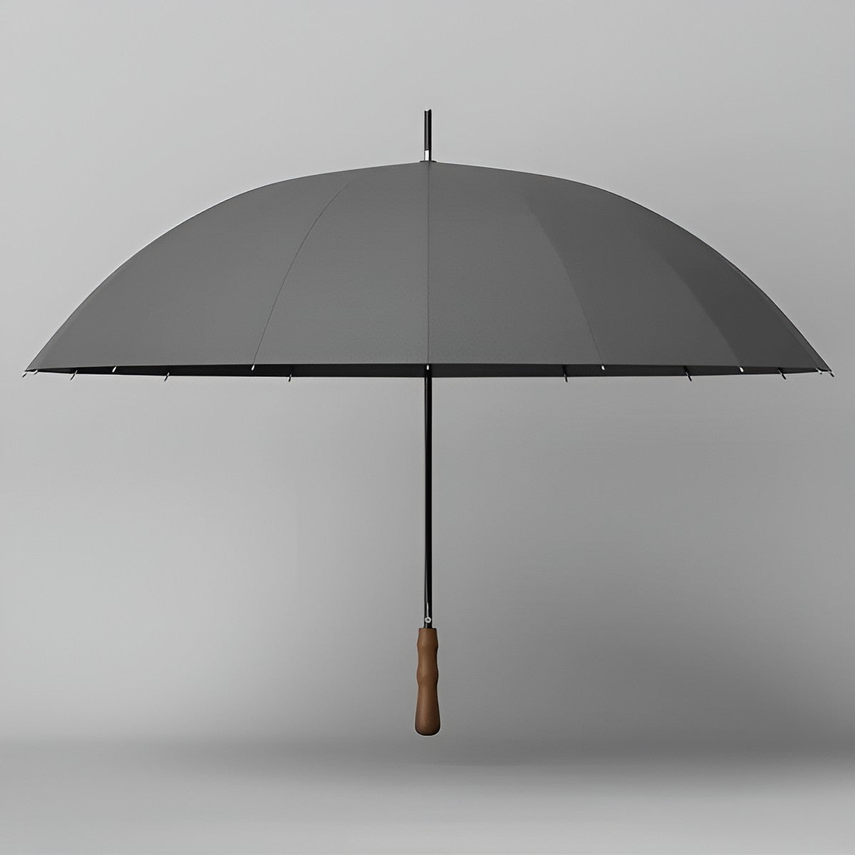 Stor Paraply – 16 Forsterkede Ribber, 120 cm | Trehåndtak