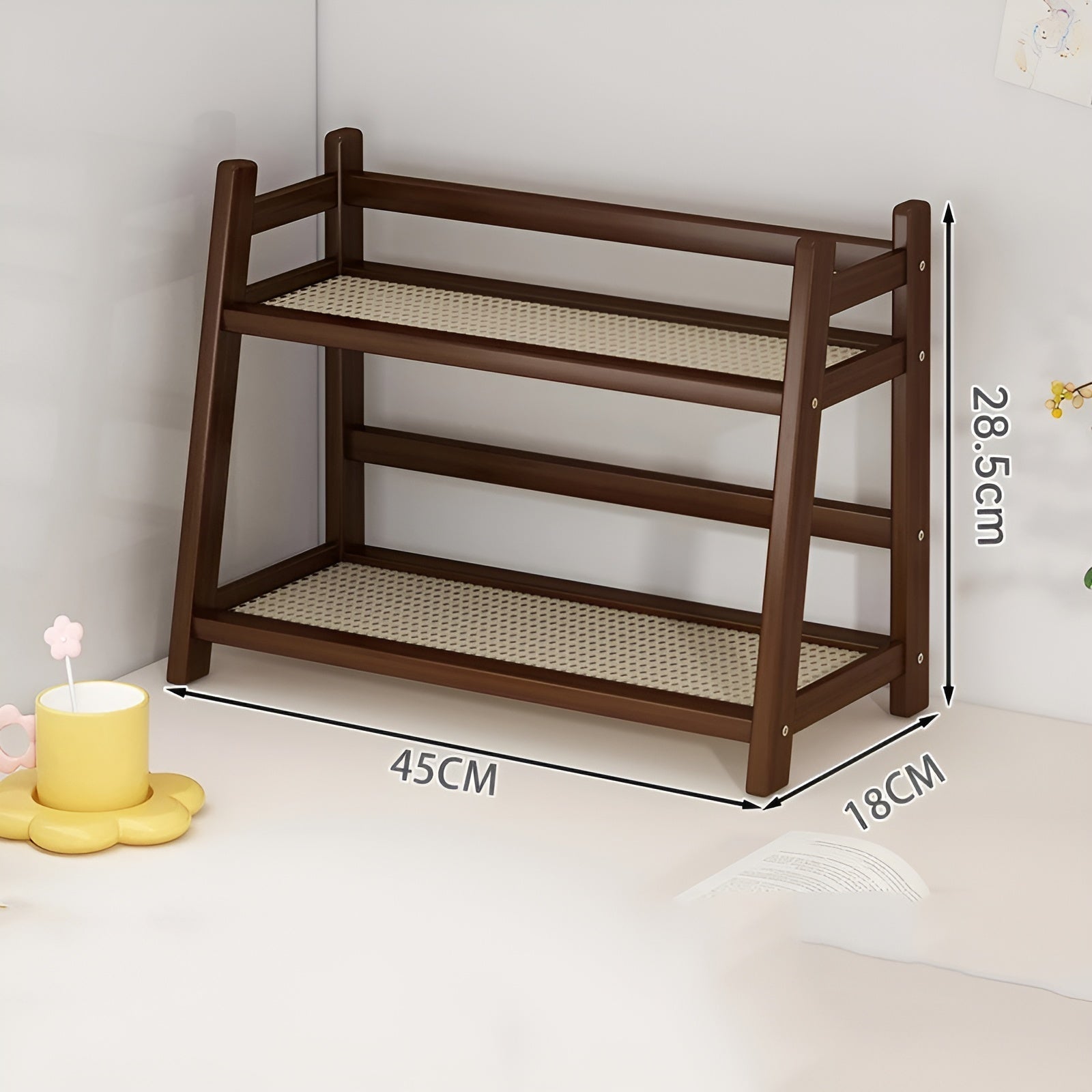 Krydderstativ I Bambusimitasjon- Kjøkkenstativ I 2 Etasjer | Ideelt For Benkeplate Og Kaffehjørne