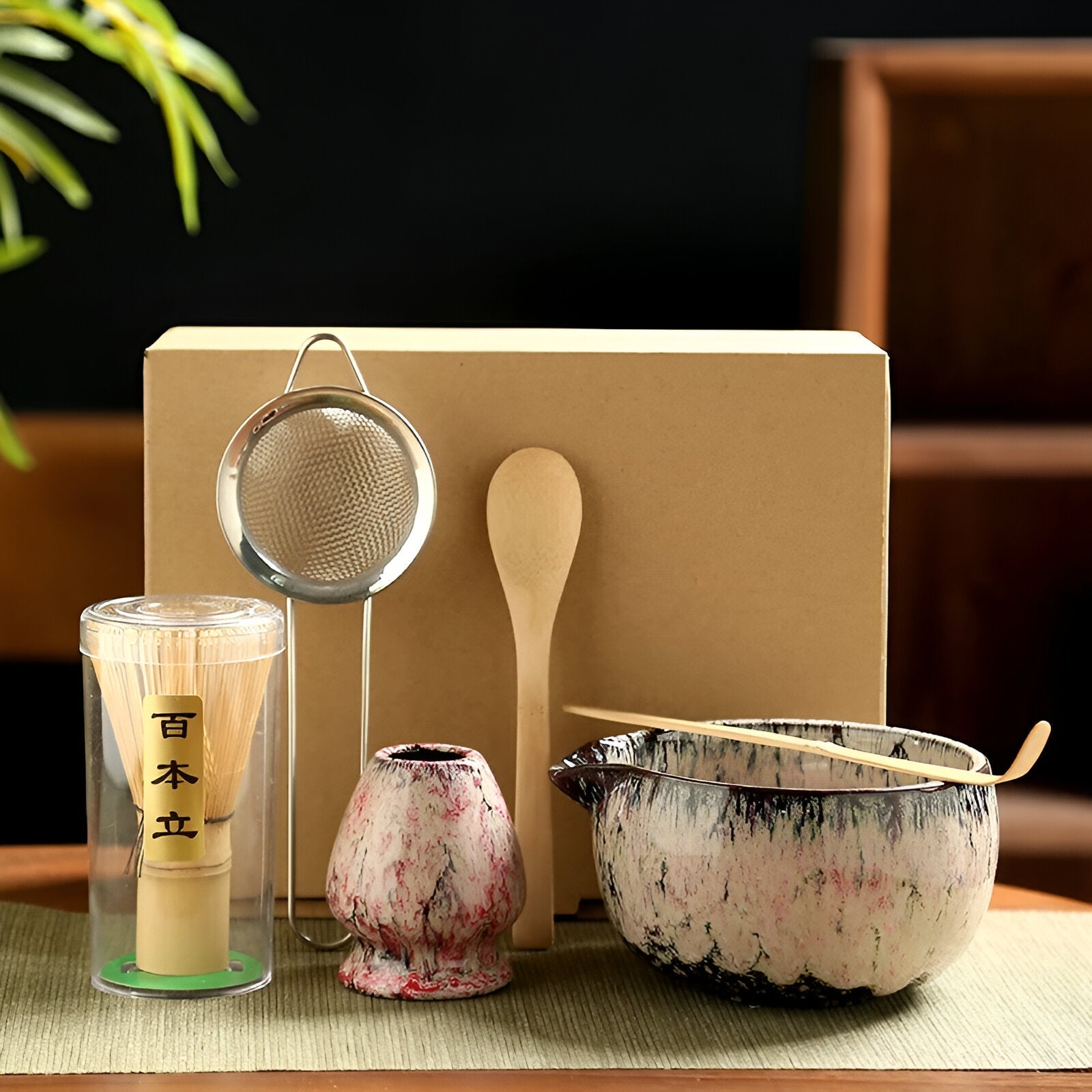 Matcha Keramikksett – Tradisjonell og Dekorativ | 6 deler for Te-Seremoni