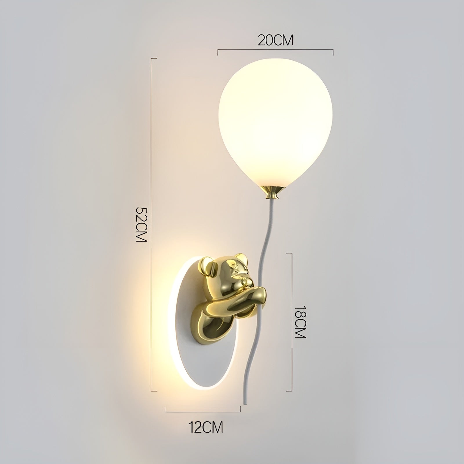 LED Vegglampe med Bjørn og Ballong – Kreativt Nattlys | Perfekt for Barnerom og Nattbord