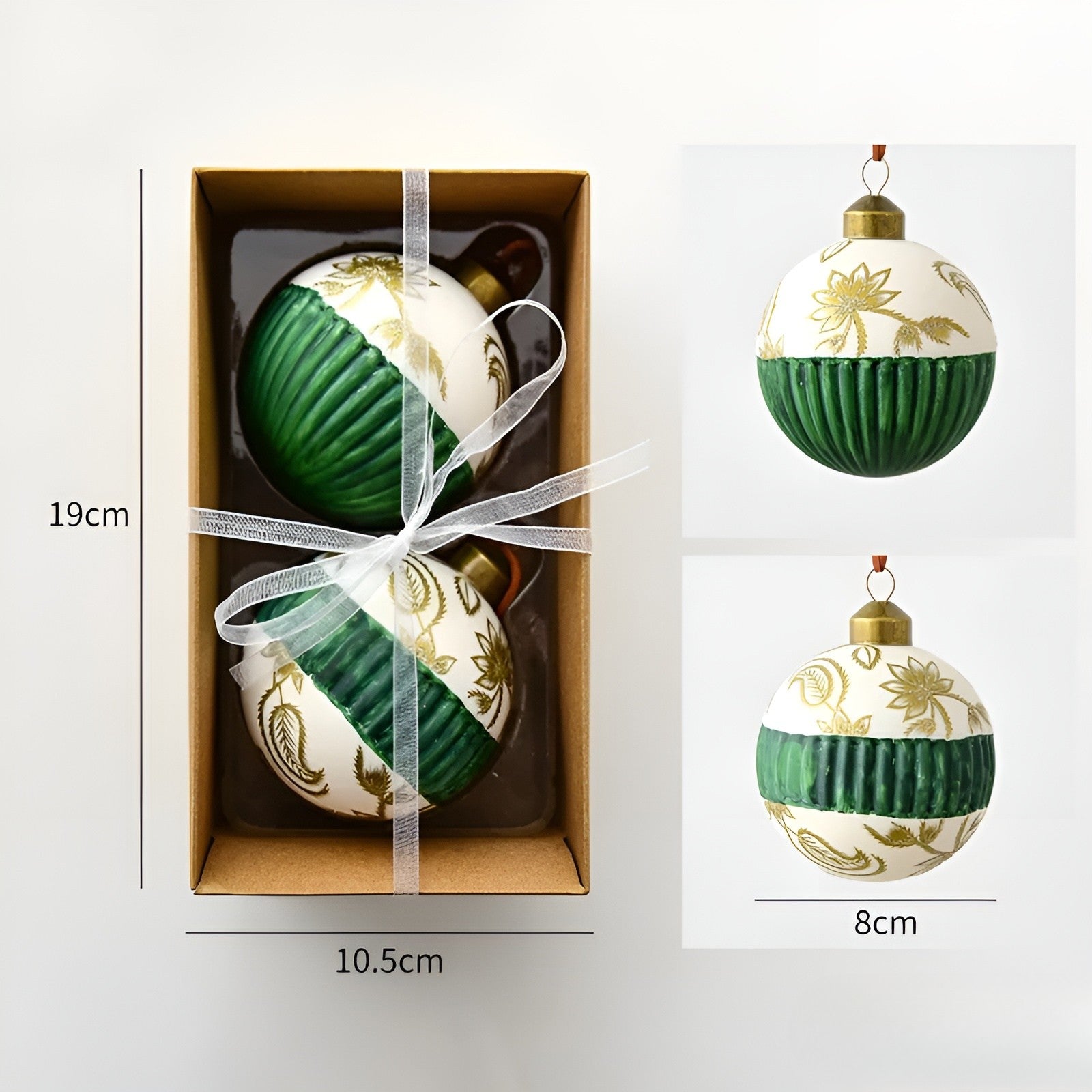 Glasskuler til juletre – Håndmalt og Luksuriøs | 2-pakning Julepynt 8 cm