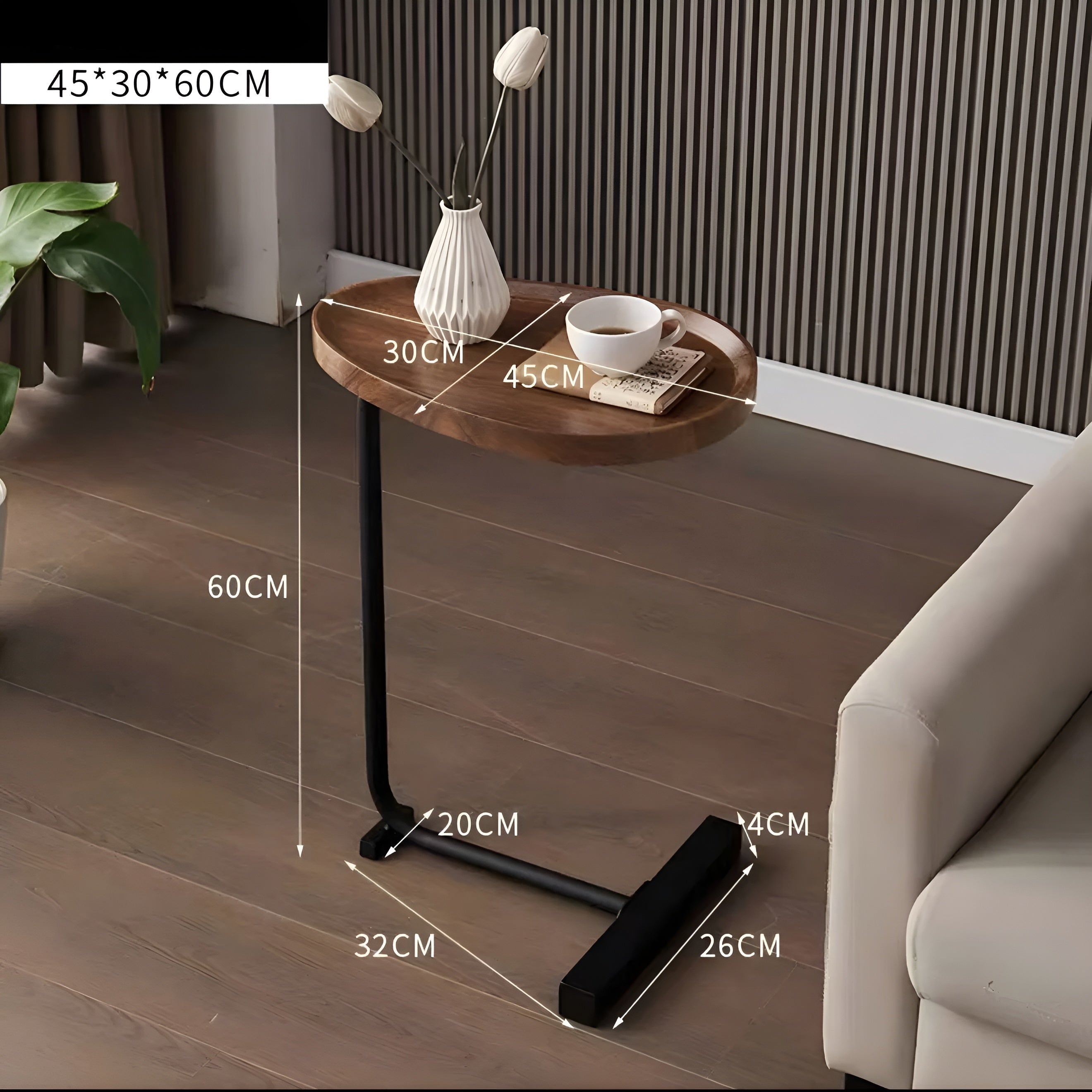 Rullbart Sofabord – Stilrent og Fleksibelt | Kompakt Design for Små Rom og Stue - Gull-Valnøtt