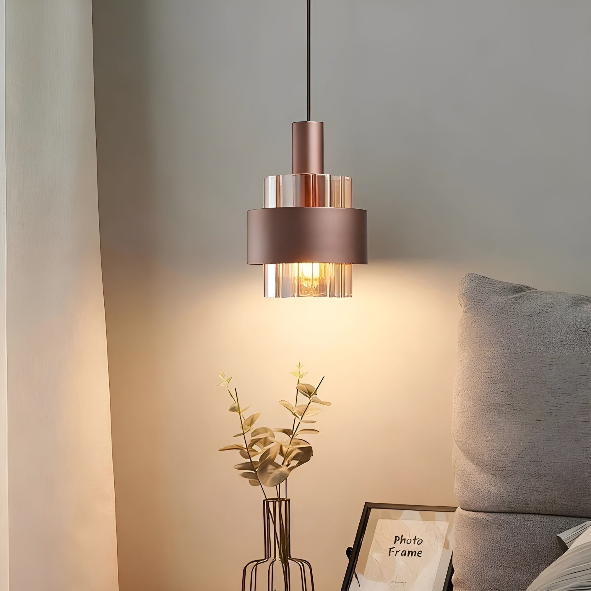 Vintage Pendellampe I Amberglass – Elegant Design I Bronse | Stilig Belysning Til Hjemmet