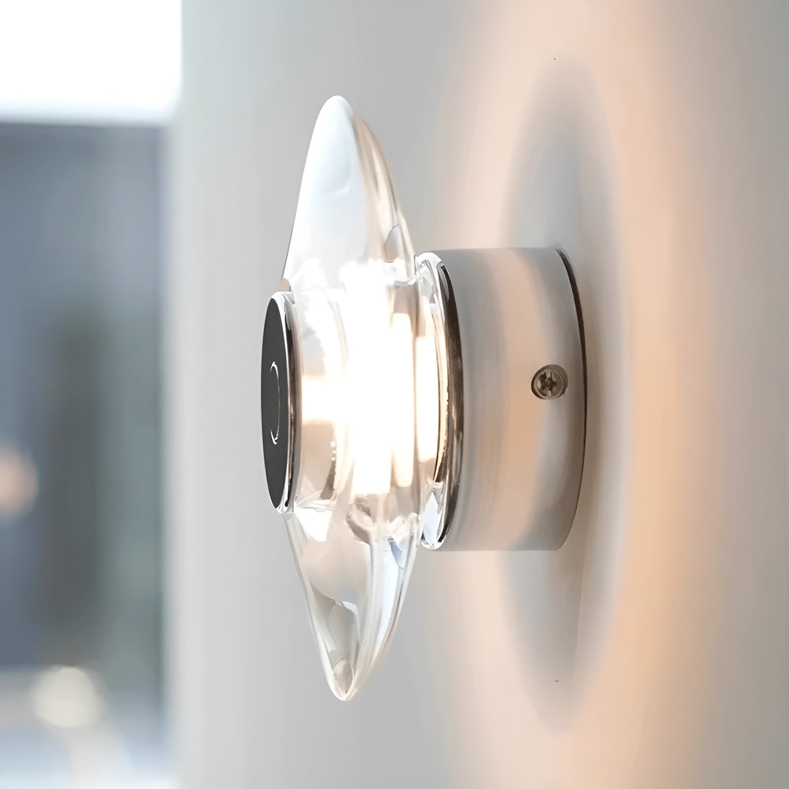 Rund Vegglampe med Krystall – Moderne LED Design | Dekorativ Lampe til Soverom, Stue og Gang
