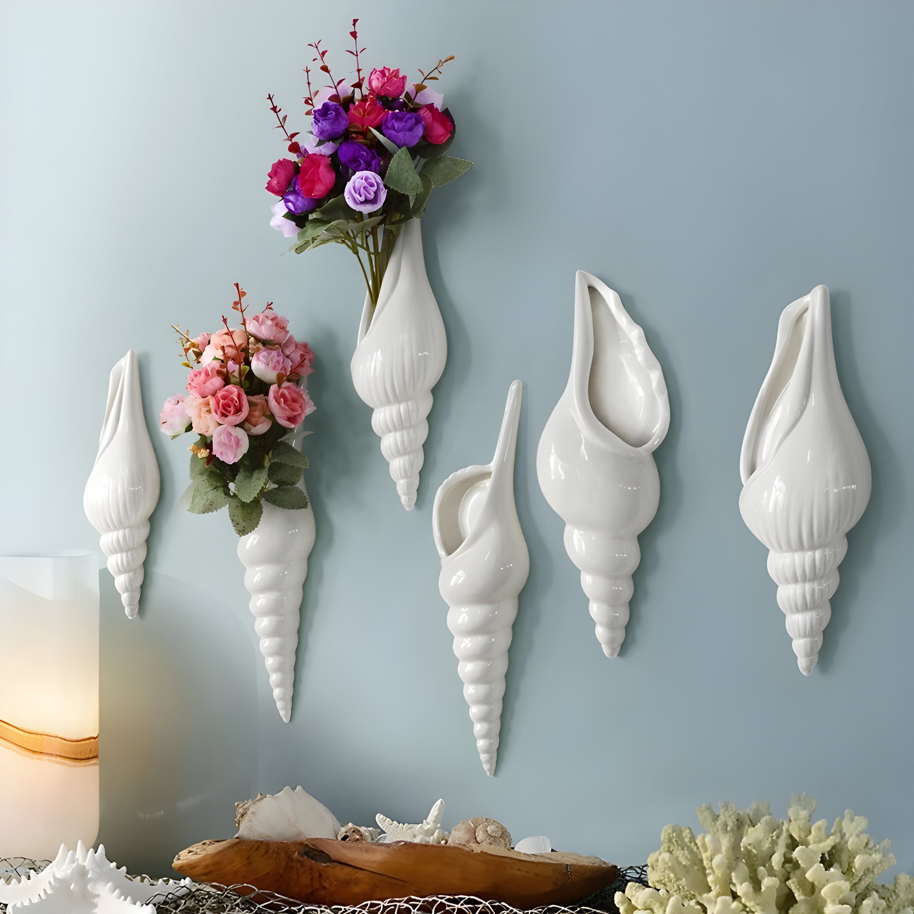 Bilde av Cedrin - Moderne Hvit Keramisk Skjell Blomster Vasen fra Velisse