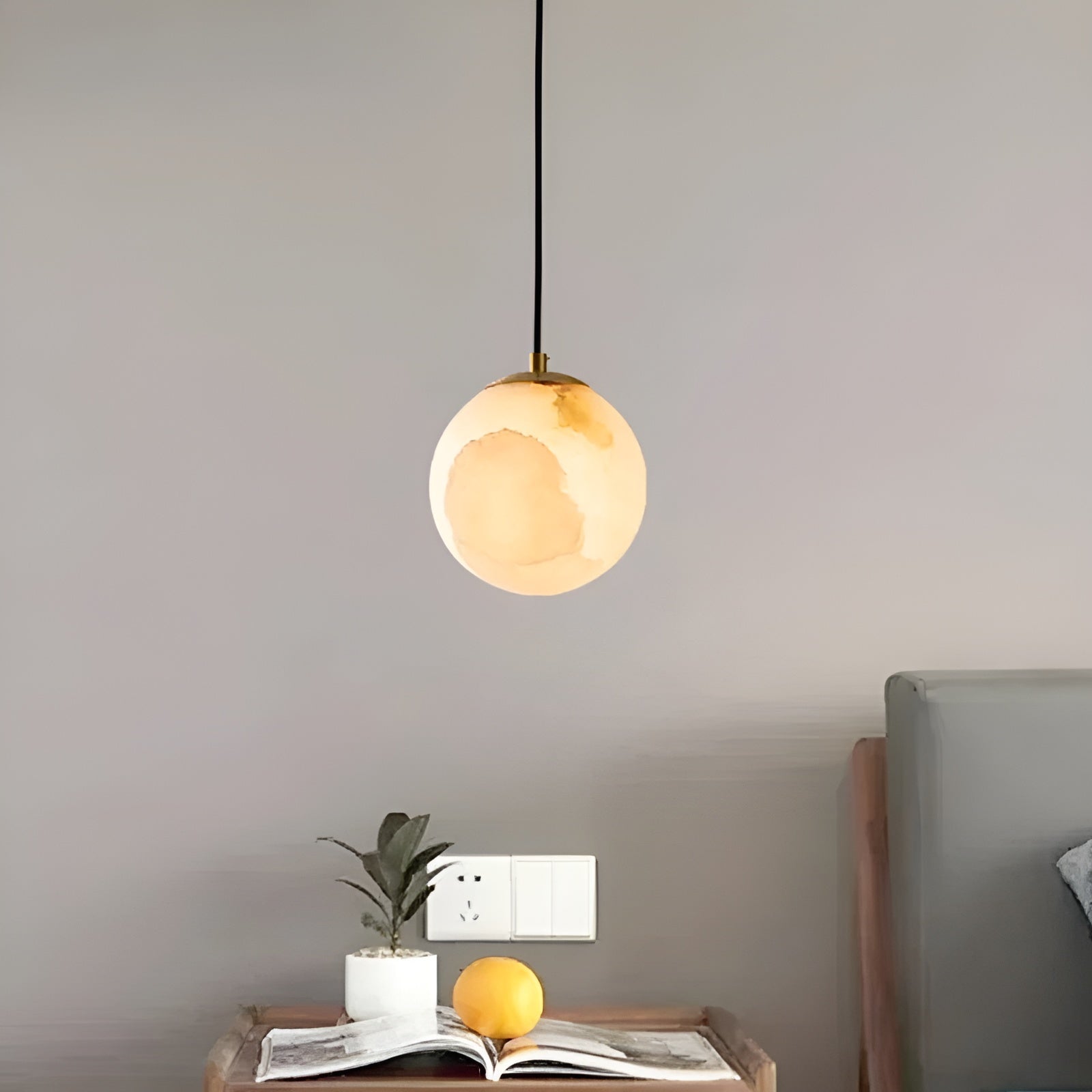 Marmor Pendellampe – Elegant og Naturlig Belysning | Perfekt for Soverommet - Lysarmaturer for vegg