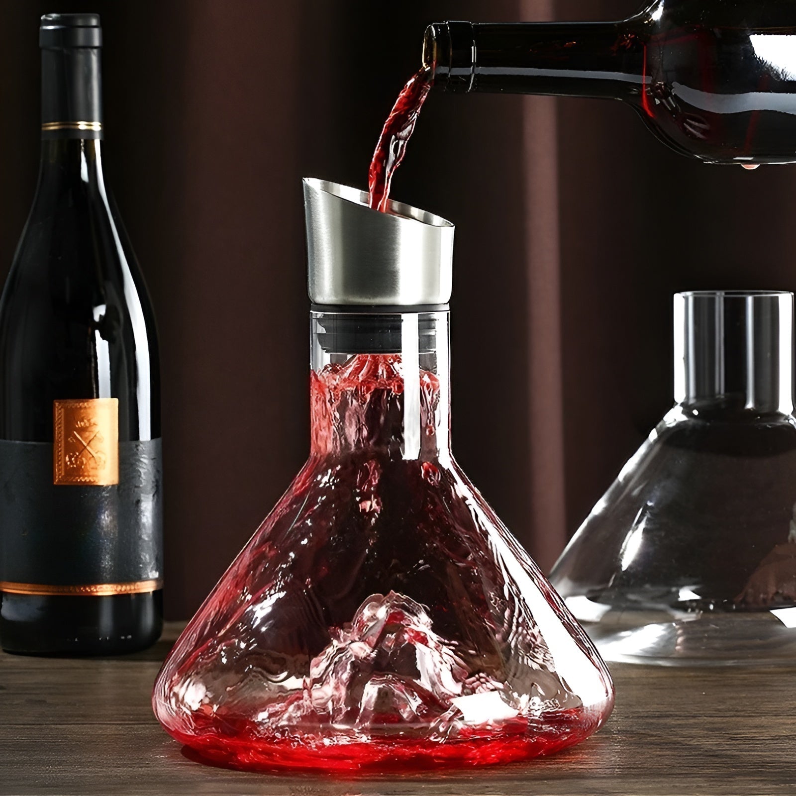 Separator Luksuriøs Rødvinskaraffel – Gjennomsiktig Nordisk Vinkaraffel med Flere Volum Drikkekar - Karafler