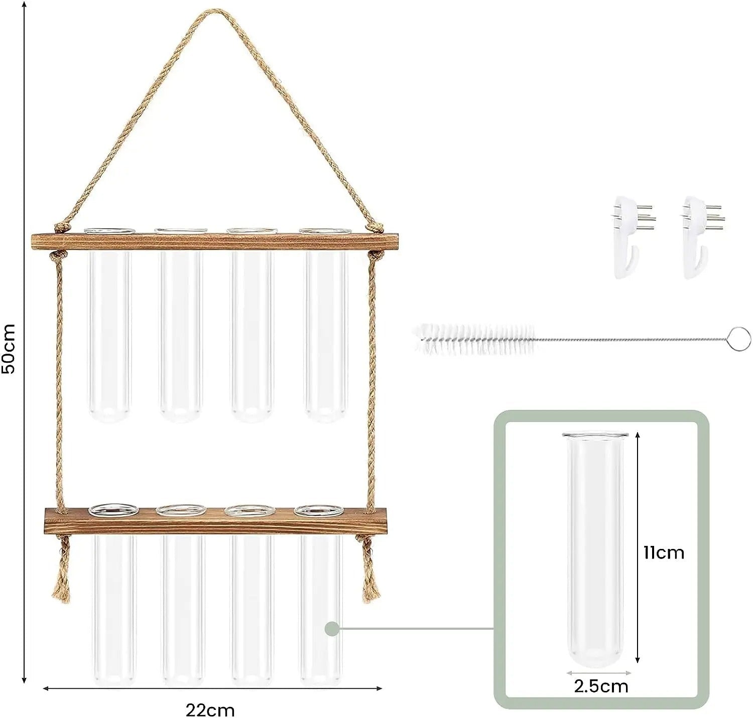 Tre Hengende Planteholder - 2 Lag Og Reagensrør Dekorativ Vegghylle For Planter