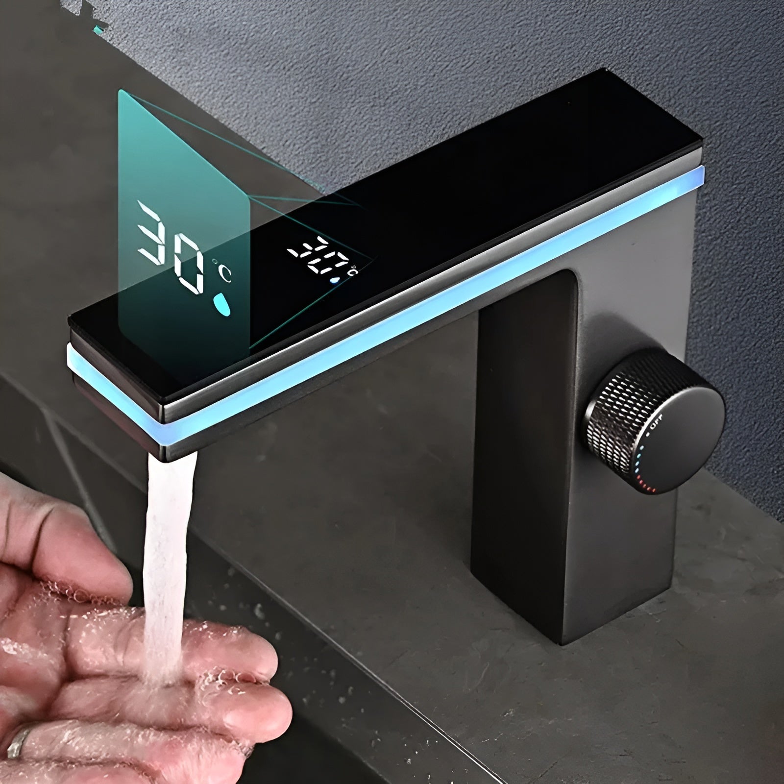 Led-kran Til Badet – Digitalt Display Og Temperaturregulering | Moderne Servantarmatur I Messing