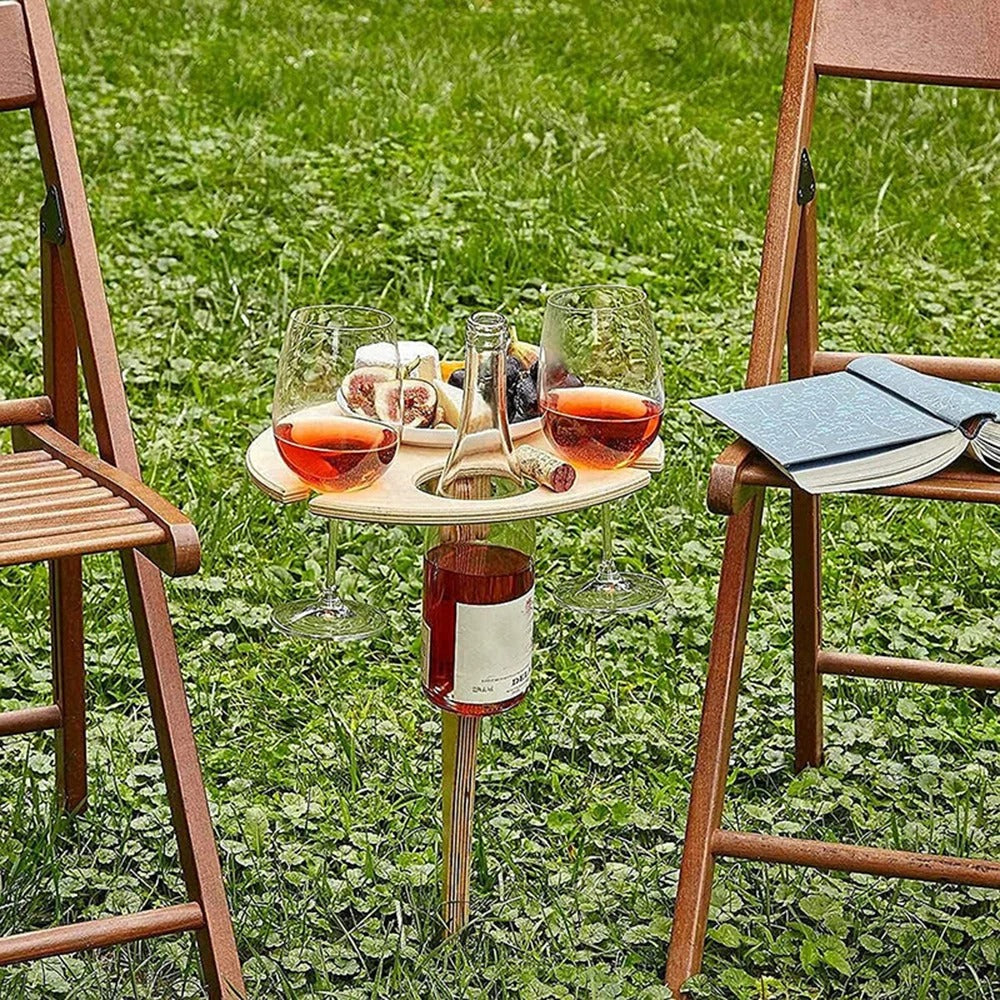 Vinbord i Tre – Sammenleggbart og Bærbart | Perfekt for Piknik og Hagebruk