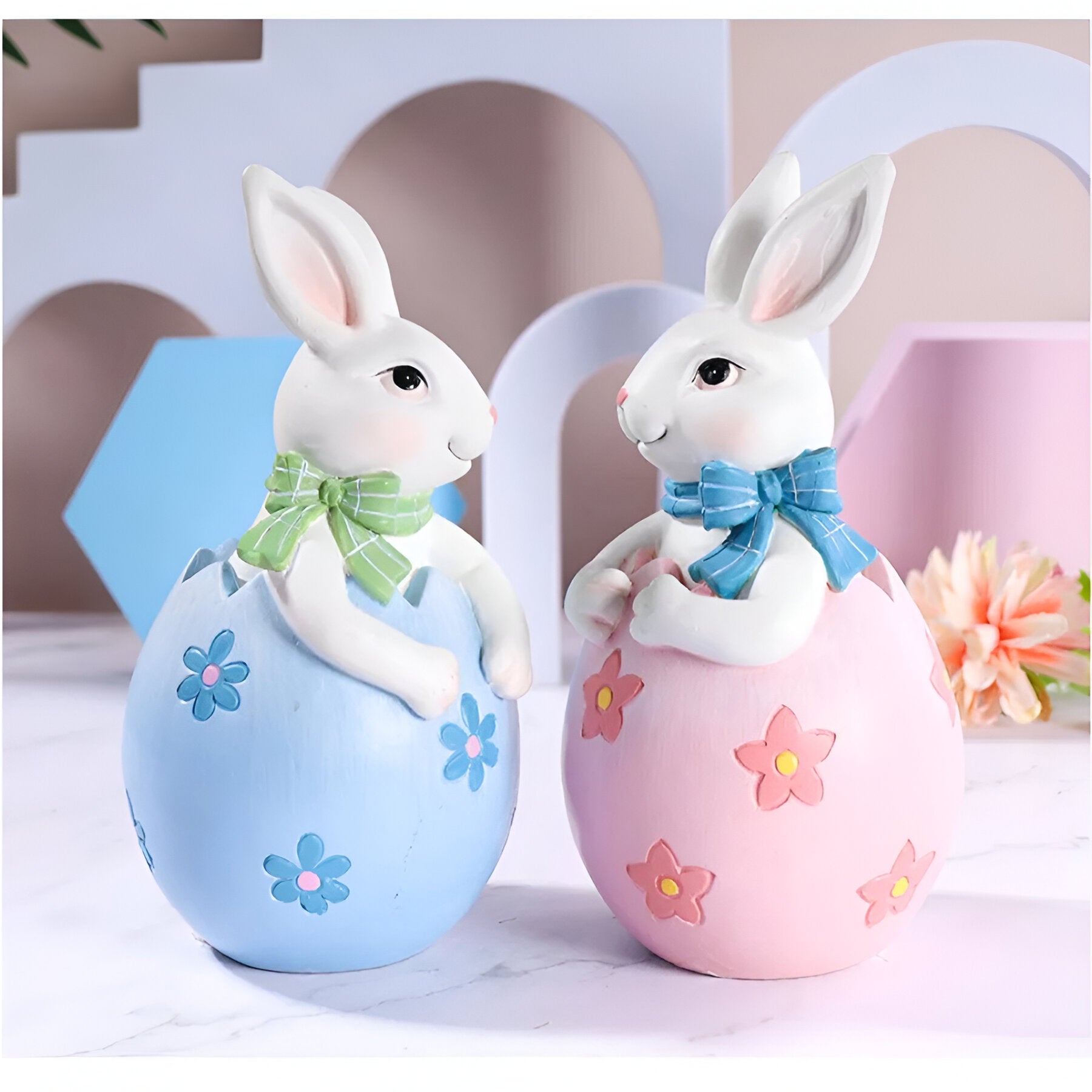 Bilde av Vintera - Utskåret Påskeharepar Eggpynt Ornament fra Velisse