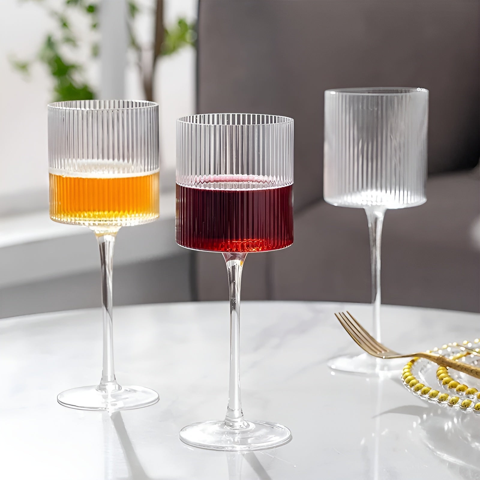 4-sett Med Champagneglass – Elegant Riflet Glass | Stilig Til Musserende Vin Og Spesielle Anledninger