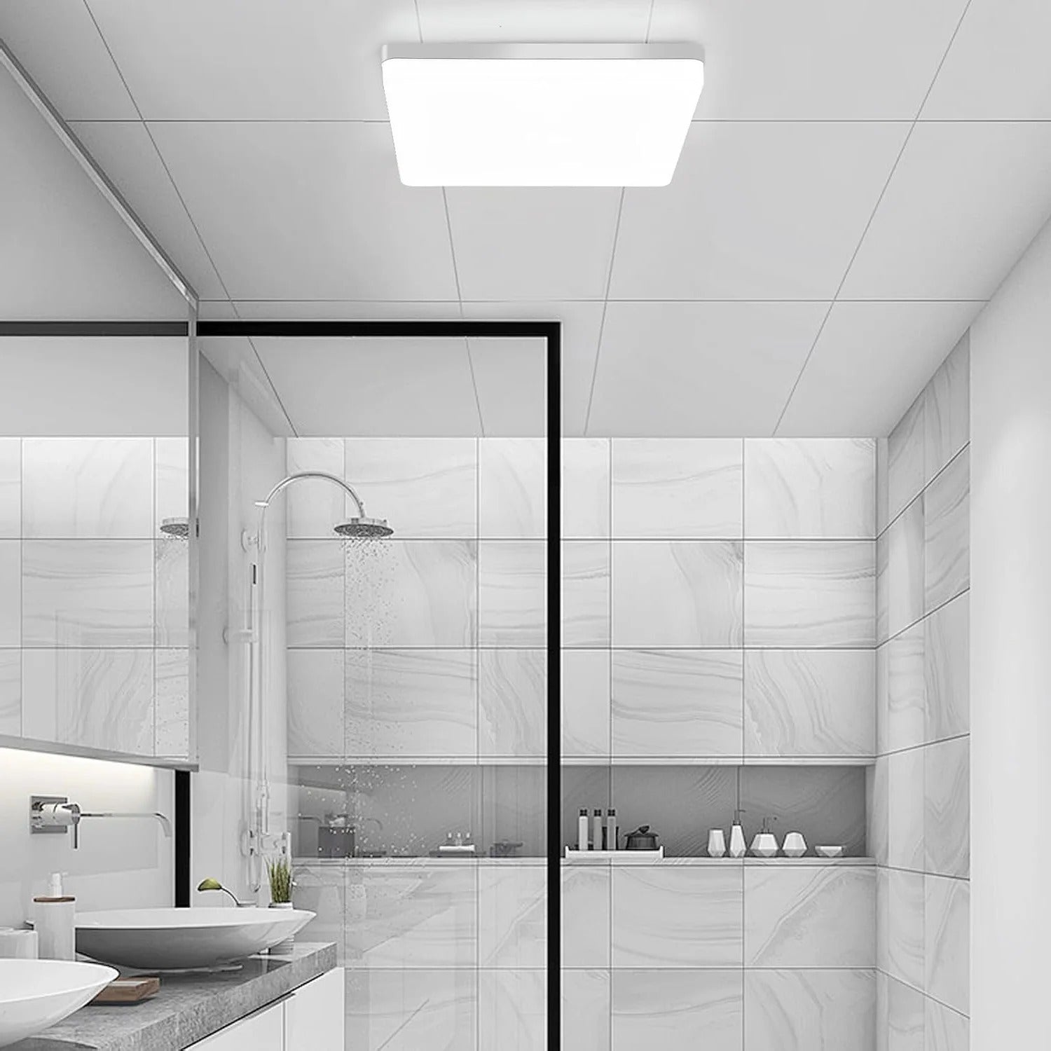 Kvadratisk LED-taklampe – Jevnt og Behagelig Lys | Perfekt for Stue og Bad