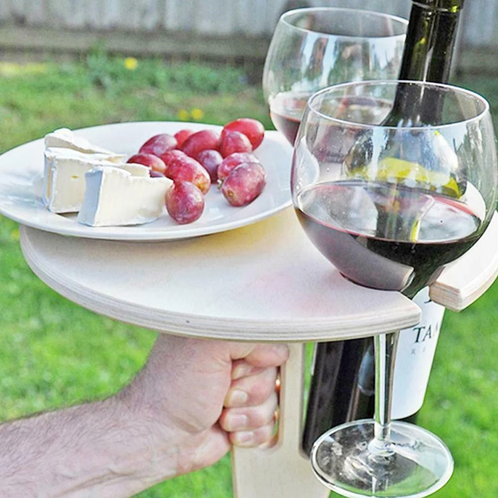 Vinbord i Tre – Sammenleggbart og Bærbart | Perfekt for Piknik og Hagebruk