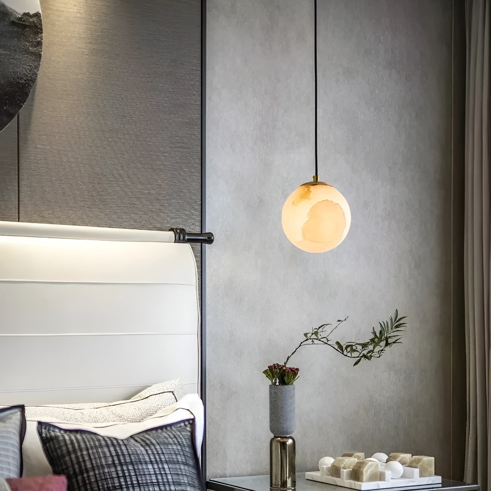 Marmor Pendellampe – Elegant og Naturlig Belysning | Perfekt for Soverommet - Lysarmaturer for vegg