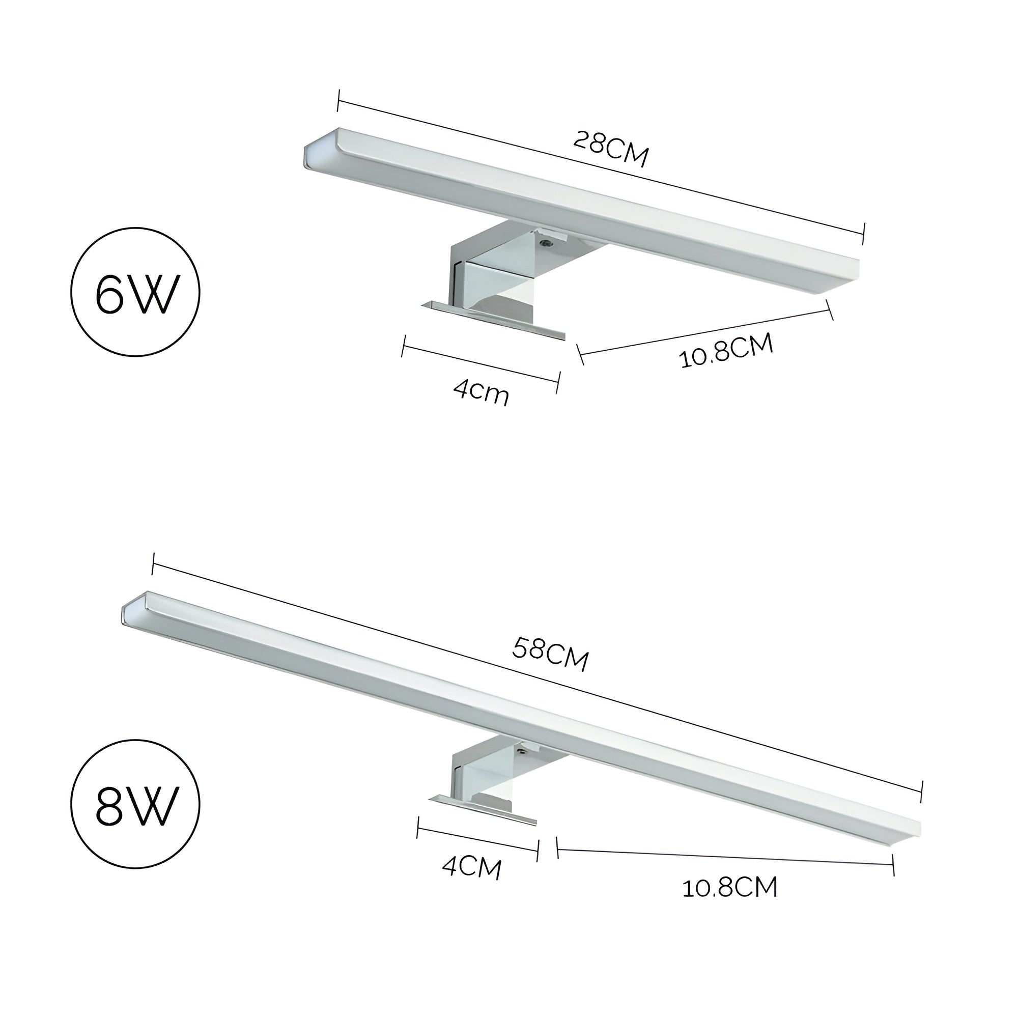 LED Speillampe – Sterkt 6000K lys | Vanntett for bad og Sminkebord
