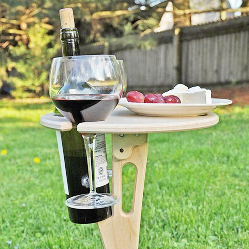 Vinbord i Tre – Sammenleggbart og Bærbart | Perfekt for Piknik og Hagebruk