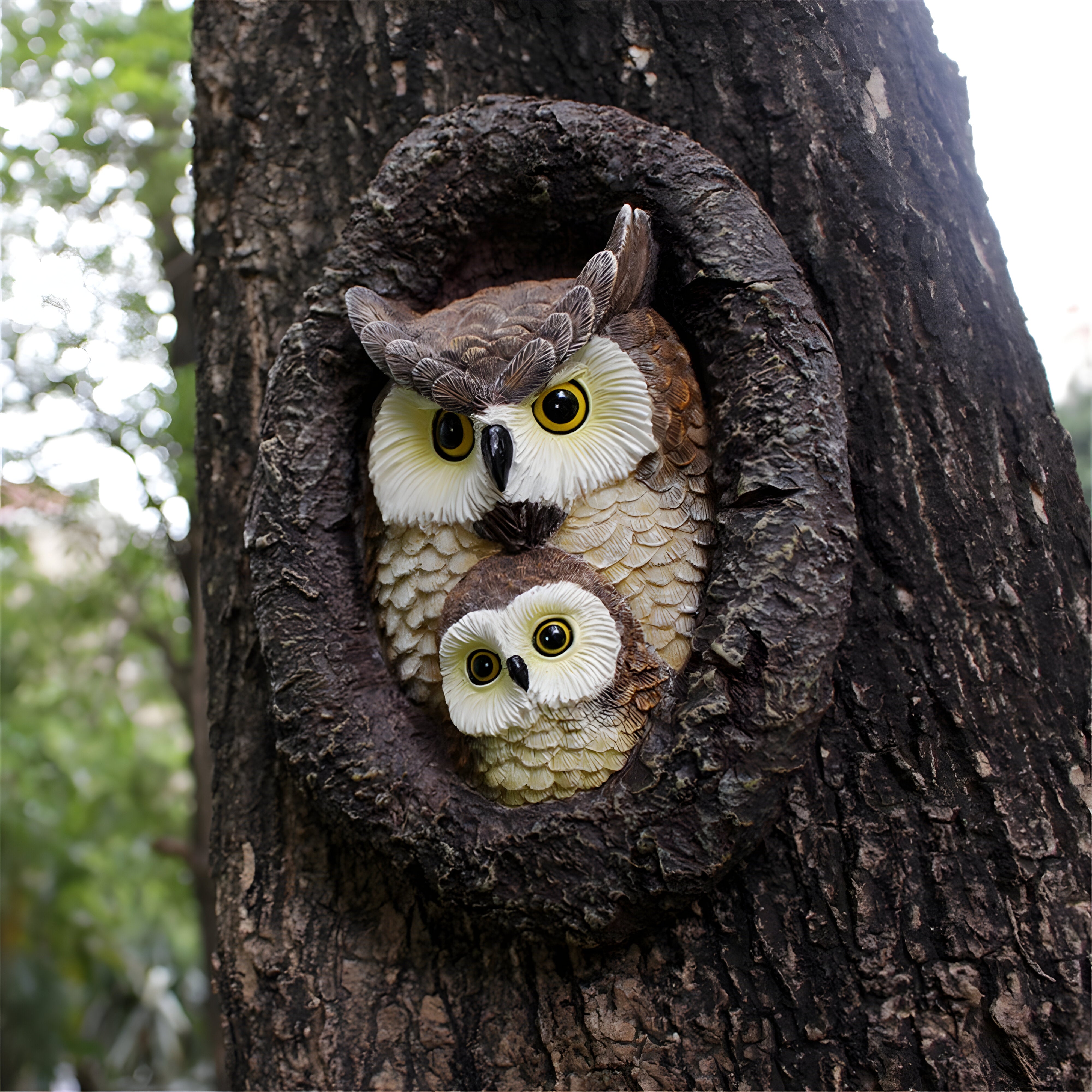 Baby Ugle Resin Skulptur – Utendørs Hagedekorasjon