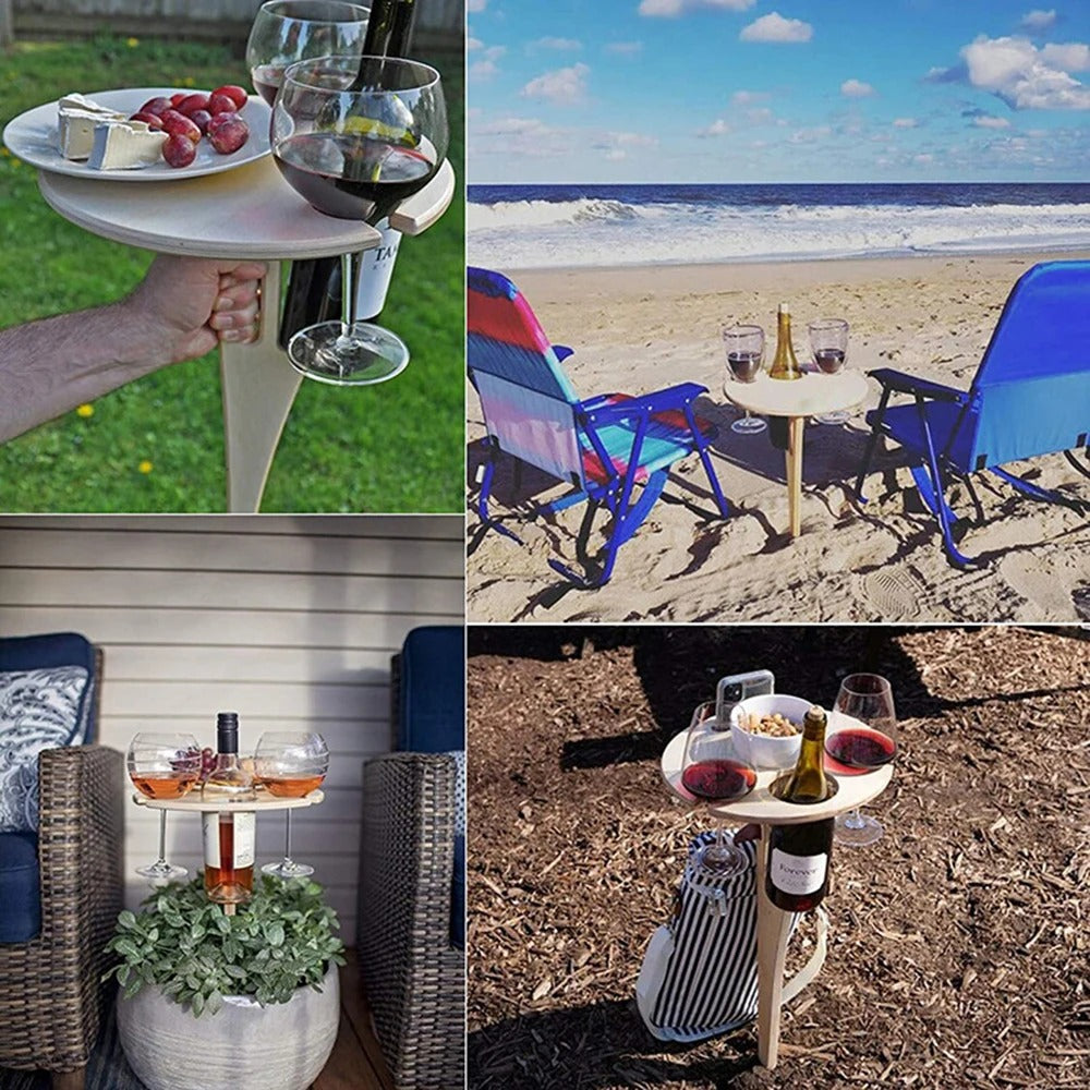 Vinbord i Tre – Sammenleggbart og Bærbart | Perfekt for Piknik og Hagebruk