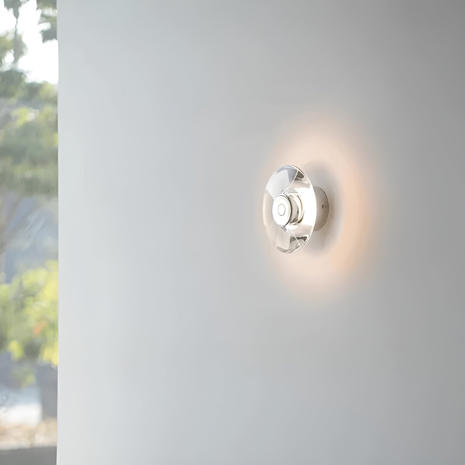 Rund Vegglampe med Krystall – Moderne LED Design | Dekorativ Lampe til Soverom, Stue og Gang