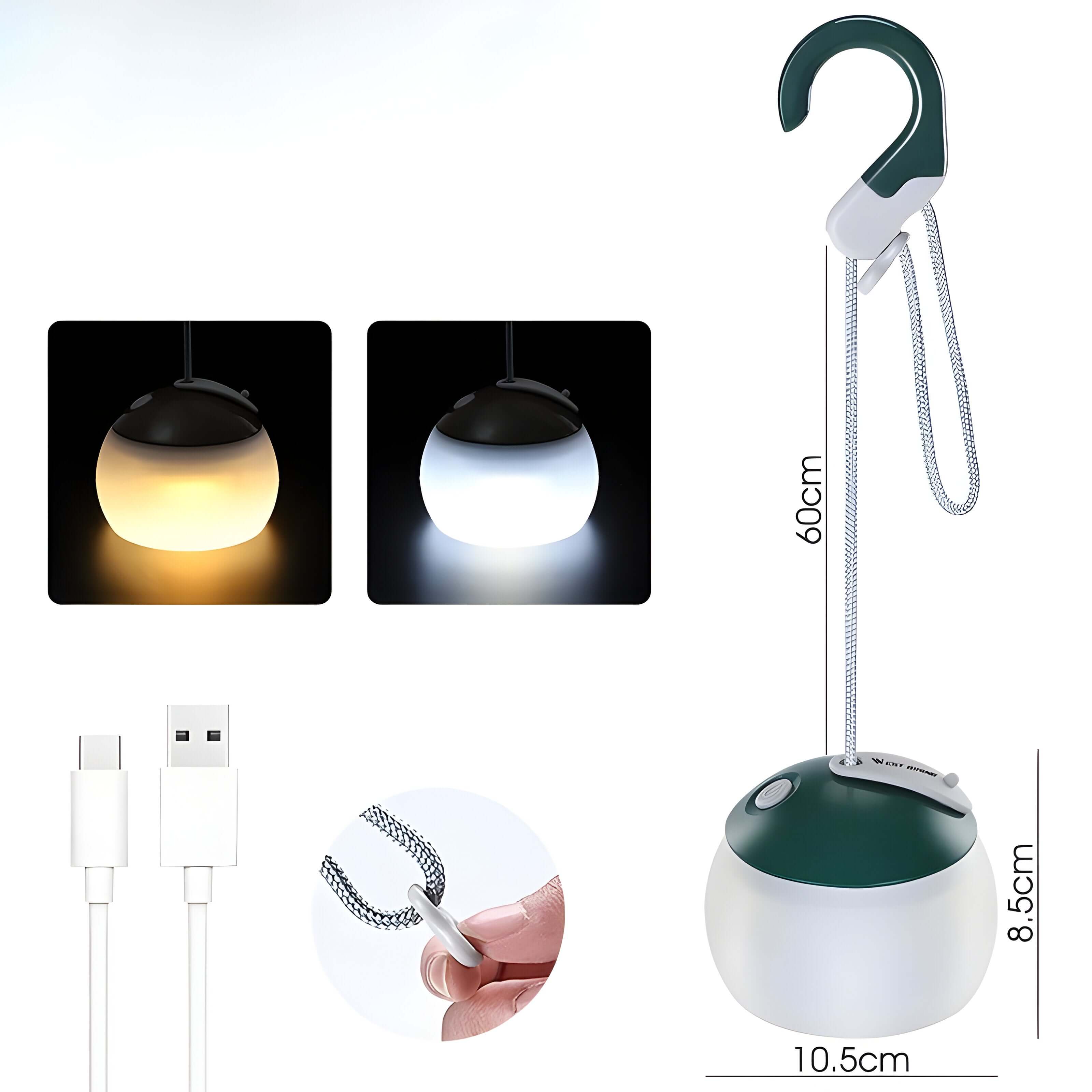Krona – LED Hengelampe til Camping, Oppladbar