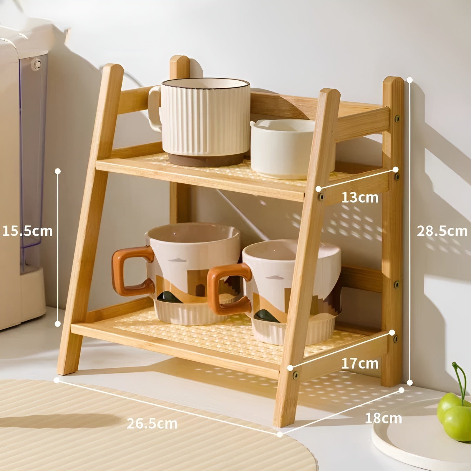Krydderstativ I Bambusimitasjon- Kjøkkenstativ I 2 Etasjer | Ideelt For Benkeplate Og Kaffehjørne