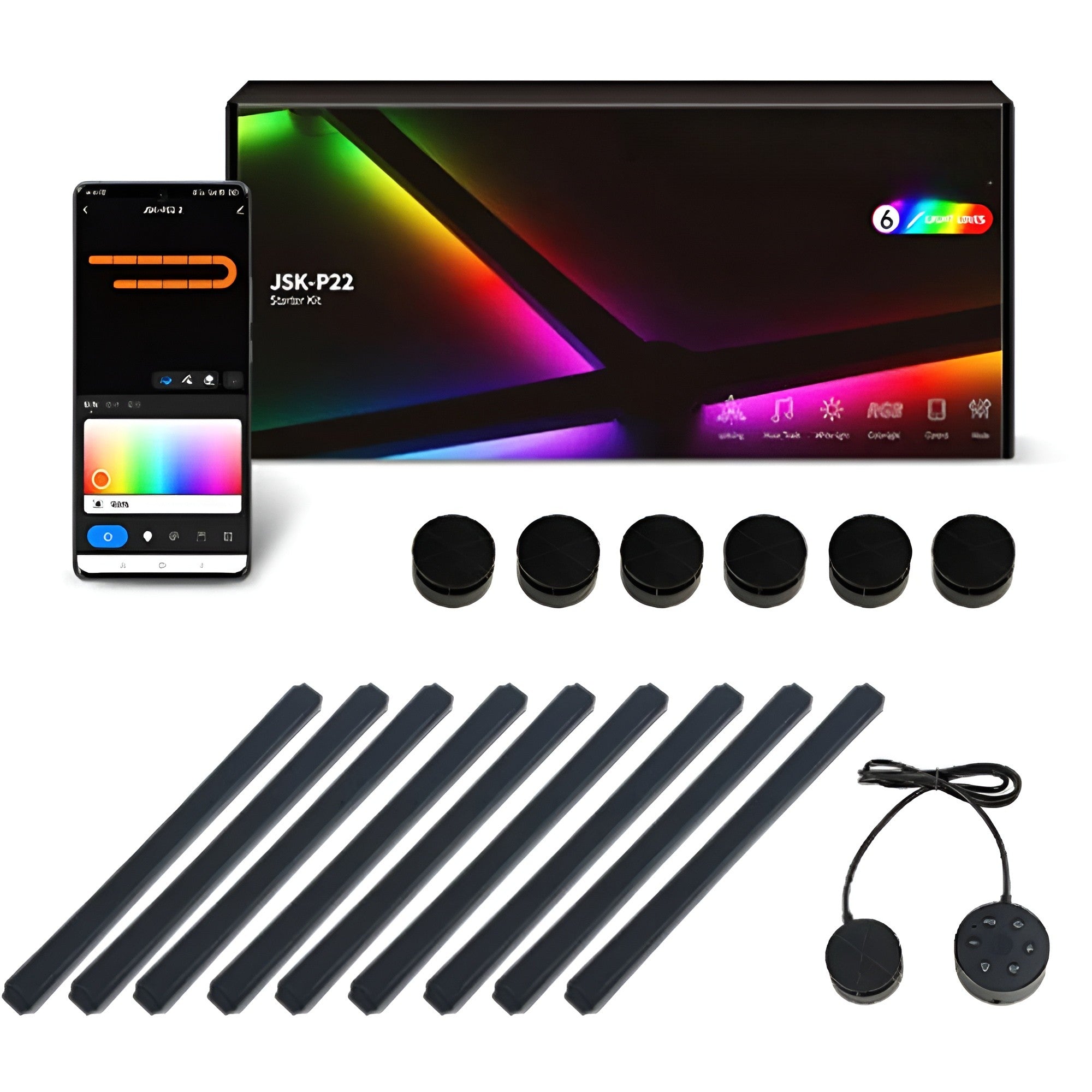 Smart RGB Vegglampe – Fargeskift og Musikkstyring | Perfekt for Koselig Belysning i Stue, Soverom og Gaming