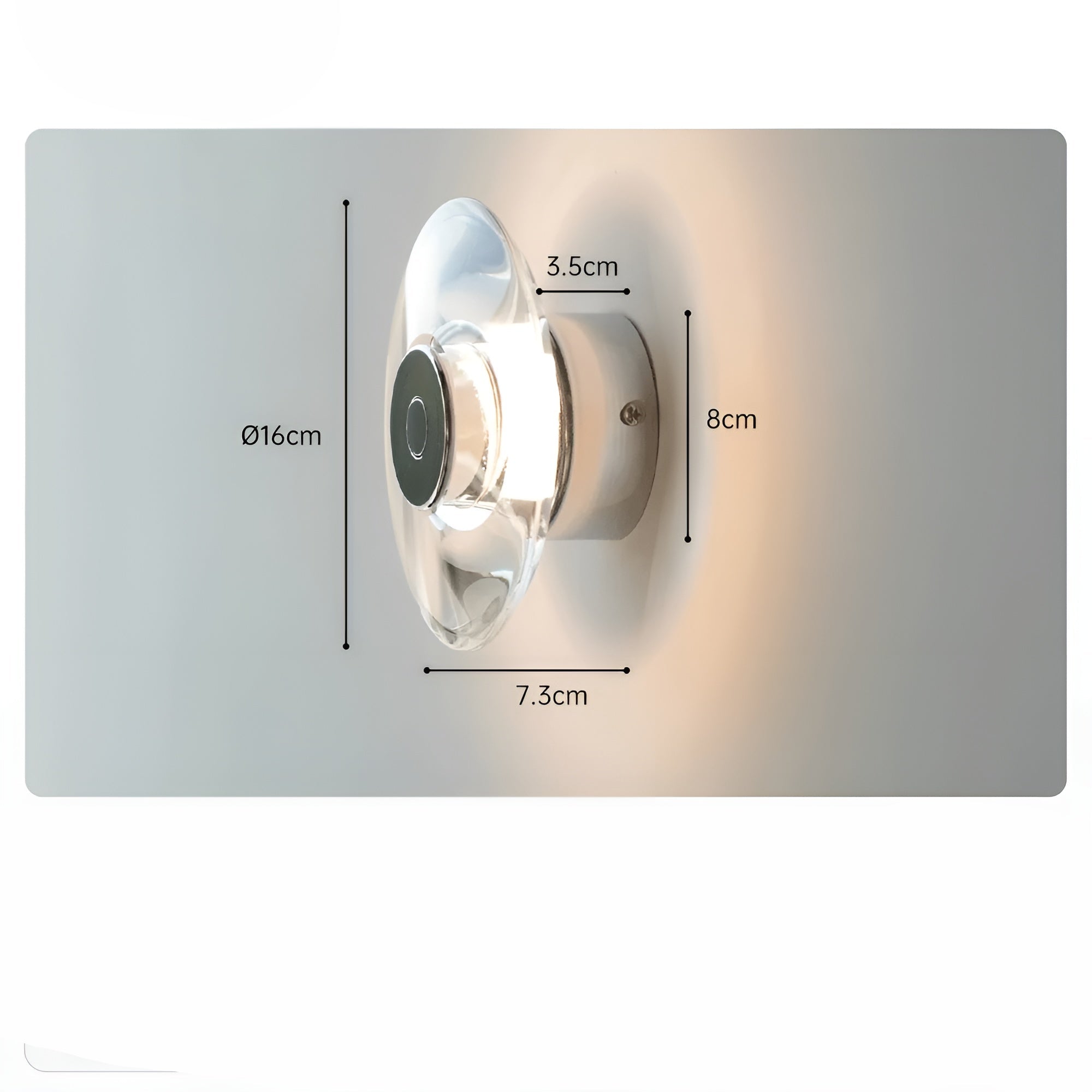 Rund Vegglampe med Krystall – Moderne LED Design | Dekorativ Lampe til Soverom, Stue og Gang