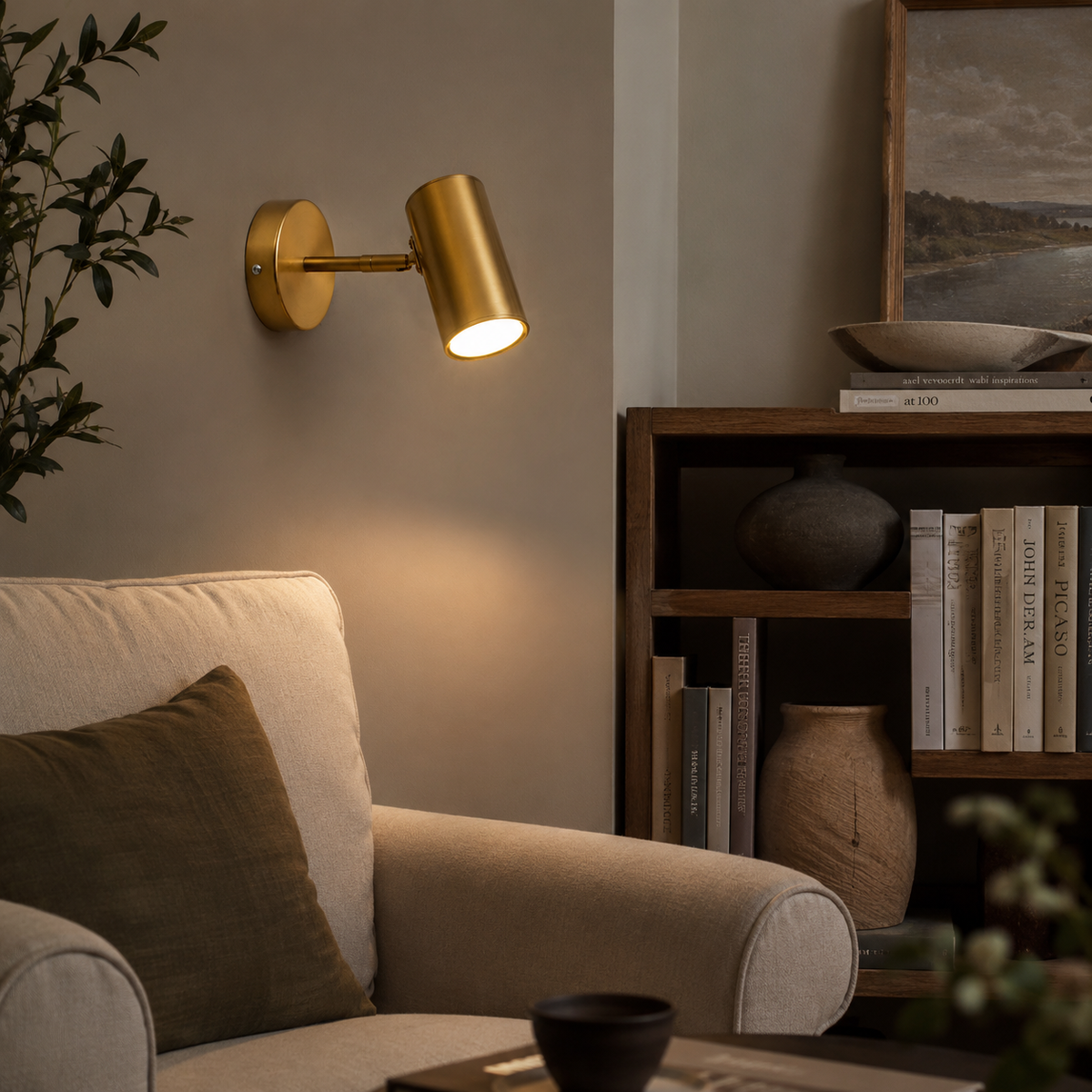 Nærbilde av E27-fatning og akrylskjerm på vegglampe