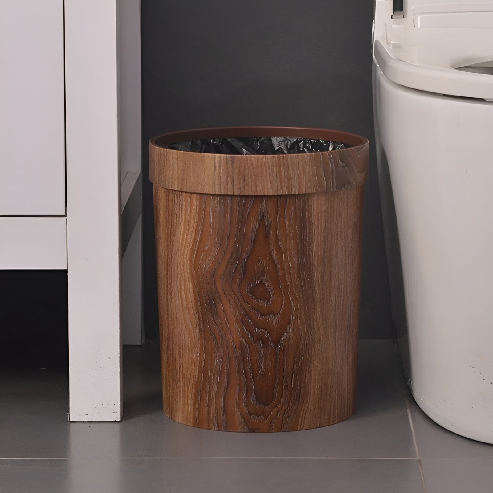 Minimalistisk Søppelbøtte I Tre – Stilfull Design-søppelbøtte For Moderne Hjem