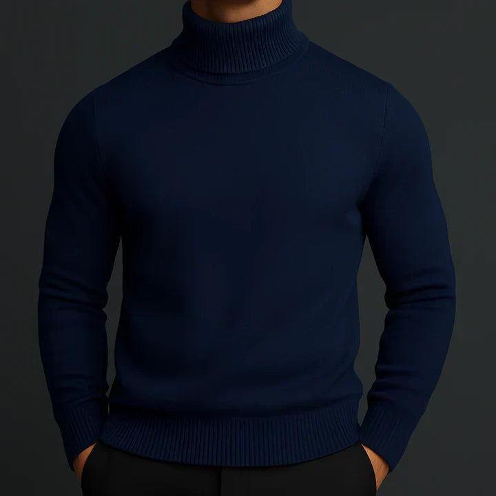 Merino rullekraegenser for menn i blå farge