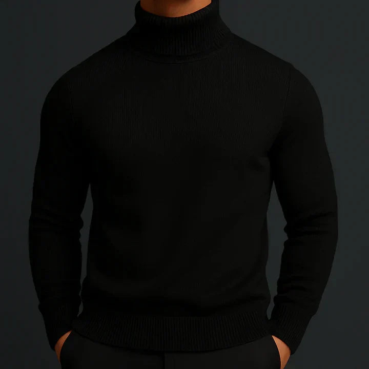 Merino rullekraegenser for menn i svart farge