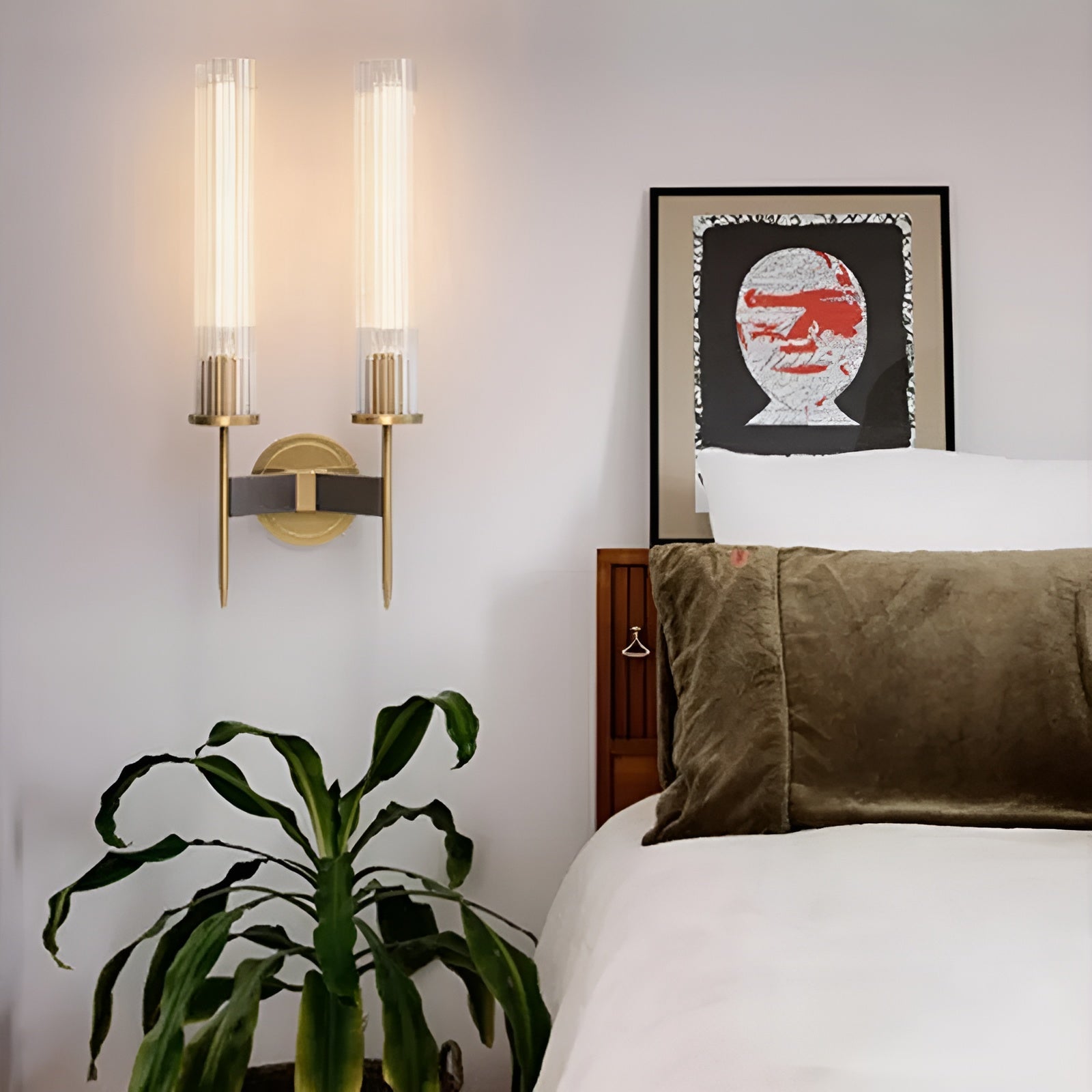 Vegglampe i Kobber – Elegant med Rillet Glass | Perfekt for Stemningsfull Belysning
