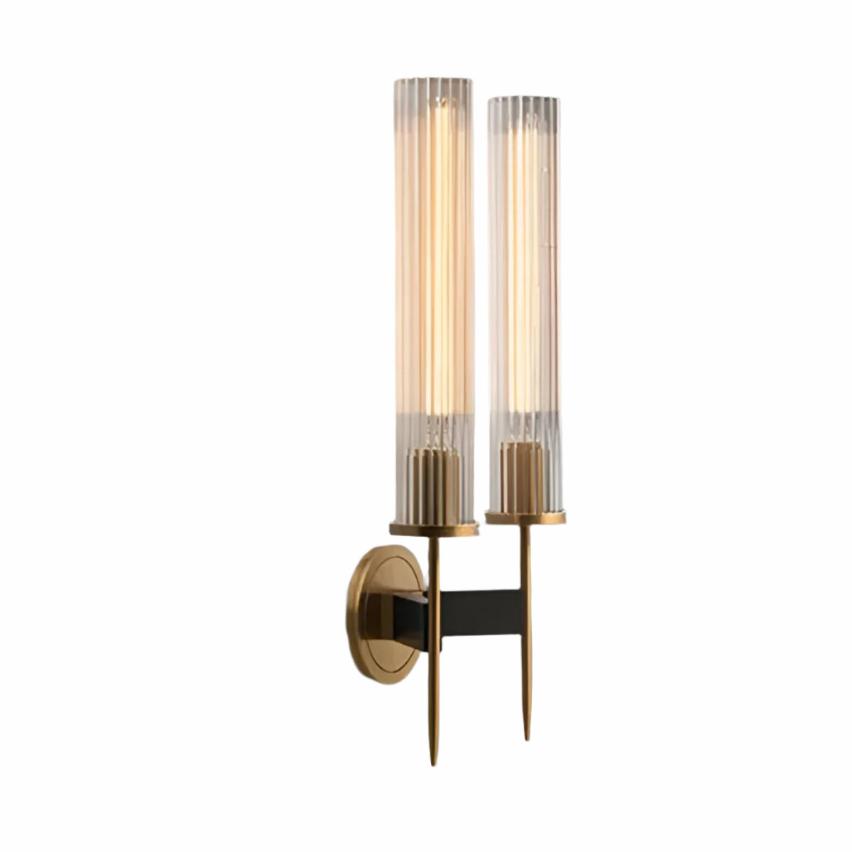 Vegglampe i Kobber – Elegant med Rillet Glass | Perfekt for Stemningsfull Belysning