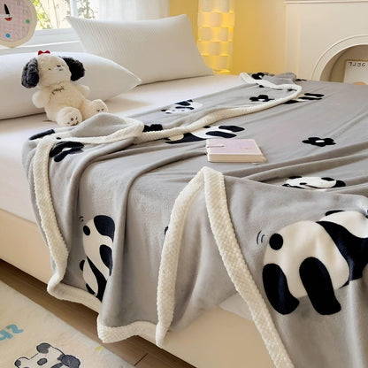 PandaSnug Pledd – Mykt og Varmt Flanell-fleecepledd med Pandamønster