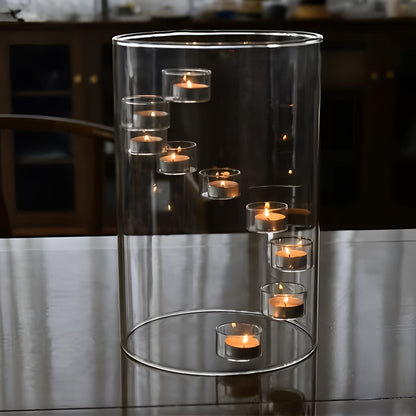 Stor Roterbar Lysestake i Glass – Elegant og Dekorativ | Perfekt som Borddekorasjon - Lysholdere