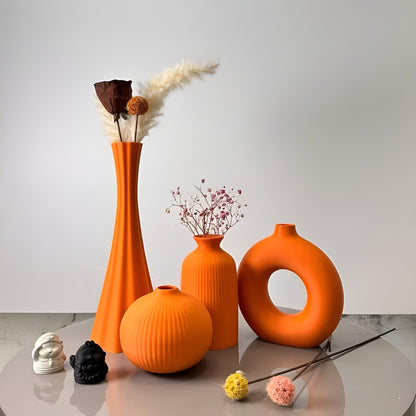 Boho Vase Sett (4 stk) – Dekorativt og Stilrent | Perfekt for Tørkede Blomster og Borddekorasjon - Vaser