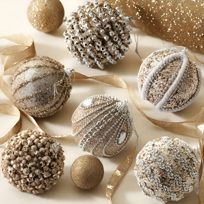 Sett med 6 Glassjulekuler – Elegant Julepynt i Champagne | Perfekt for Juletreet