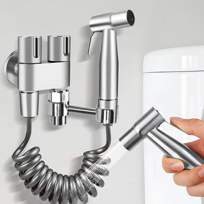 Bidet Hånddusj Sett – Hygienisk og Allsidig | Rustfritt Stål for Bad og Toalett - SUS304 - Sølvfarget Bidésett