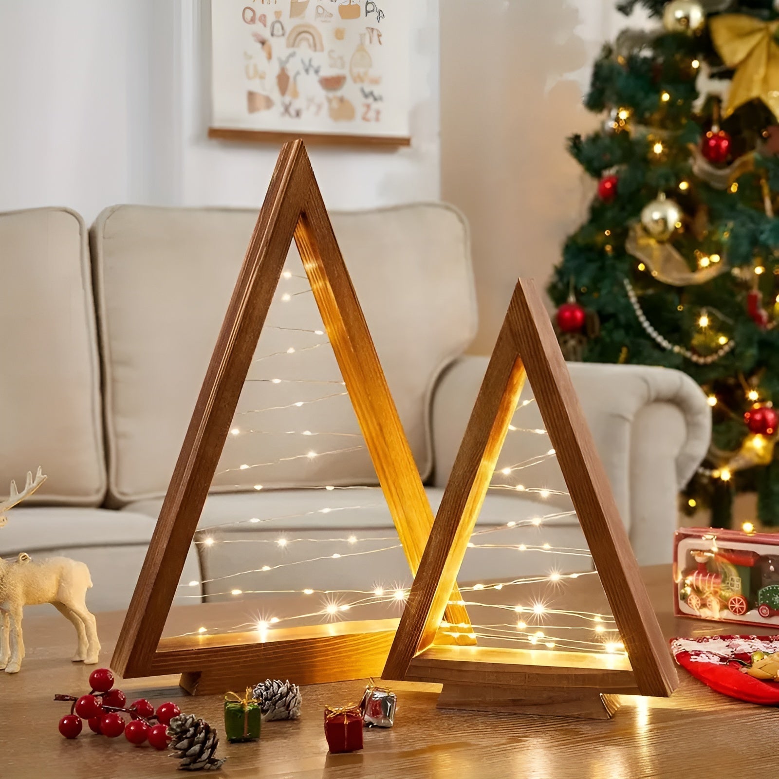Trejuletre med LED-lys – Dekorativ og Stemningsfull | Perfekt til Jul og Helårsbruk