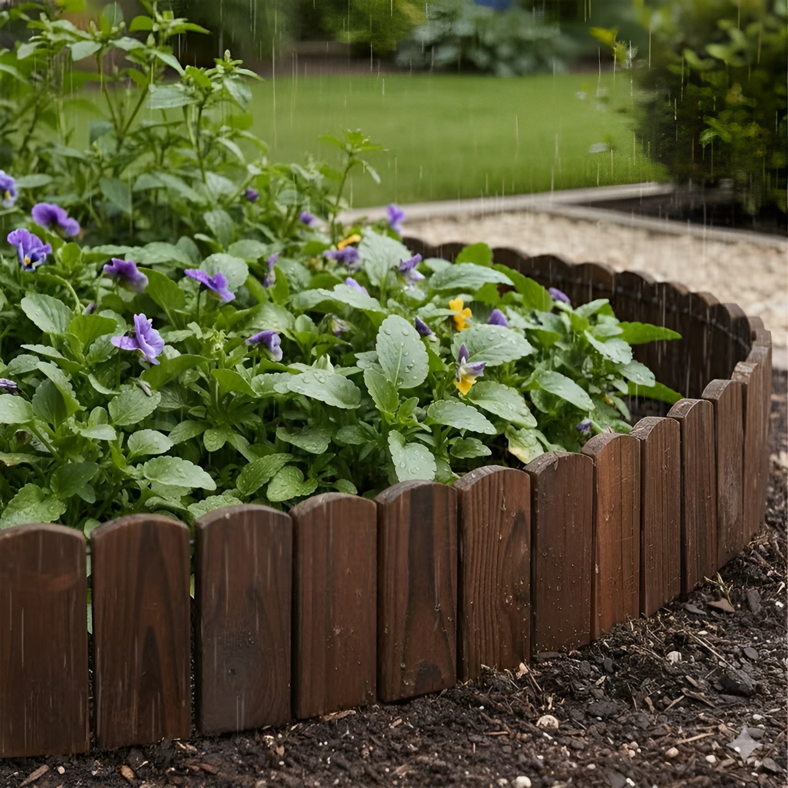 Hagefence Mørkebrun – Dekorativ Gulrotramme-plenkant For Blomsterbed Og Landskapsarkitektur