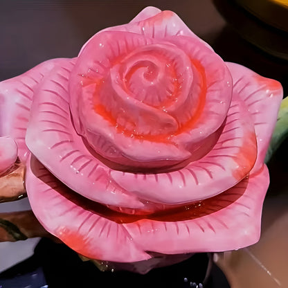 Keramisk Teservise Med Rosemotiv – Håndmalt Og Elegant | Kopp Med Underkop I Blomstermønster