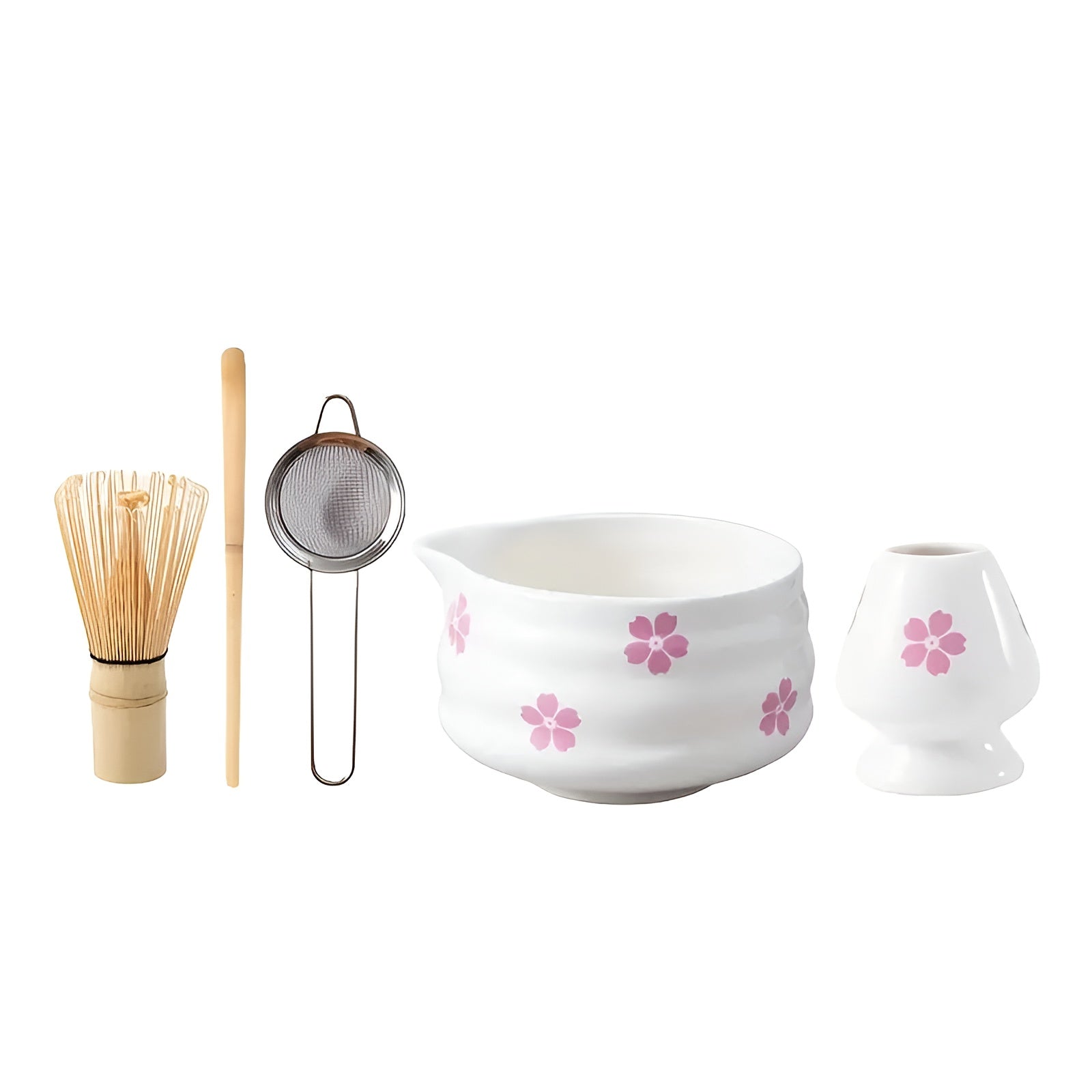 Matcha-sett Med 5 Deler - Japansk Tesett Med Teskål, Bambusvisp Og Sil