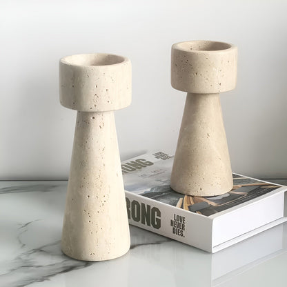 Marmorkerzenholder i Naturstein – Elegant og Dekorativ | Perfekt for Bord Bryllup og Hjem - Lysholdere