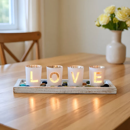 Glasslysestake med Tresokkel – Dekorativ og Lun Stemning | Perfekt for Telys og Hjemmedekor